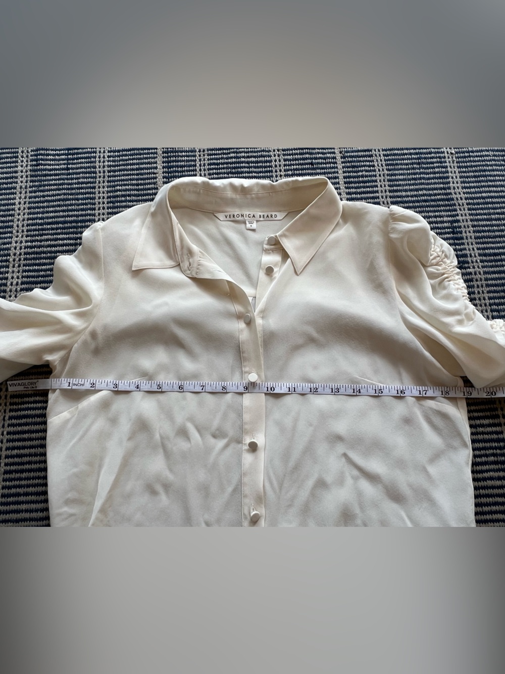 Veronica Beard Pipes & Shaw silk Carmine puff drawstring sleeve blouse size 6 - Picture 7 of 7